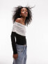 Topshop colour block sheer long sleeve bardot in stone