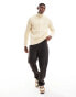 Superdry cable roll neck jumper in off white