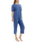 Women's 2-Pc. Cropped Anchor-Print Pajamas Set