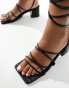 Public Desire Idris mid heeled sandal with ankle ties in black