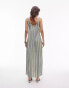 Topshop ruched neck maxi dress in green stripe