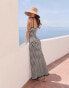 4th & Reckless x Luana Barron yvette knit stripe maxi beach dress in cream and black