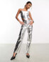 Jaded Rose textured metallic corset top co-ord in silver