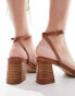 schuh Saturn mid block heel sandals in tan