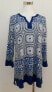 Блузка Charter Club Printed Split Neck Modern Blue