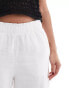 New Look linen cropped trousers in white