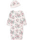 Baby Girls Sleep Gown and Hat Set, 2 Piece Set