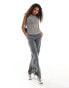 Monki metallic yarn open knitted tank top in silver