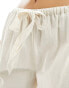 ASOS DESIGN Isabel mix & match linen look tie waist beach trouser in neutral