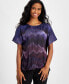 Petite Abstract-Print Short-Sleeve Top