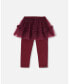 Big Girls Leggings With Tulle Skirt Burgundy