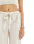 ASOS DESIGN Isabel mix & match linen look tie waist beach trouser in neutral