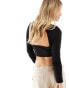 New Look long sleeve cut out back top in black