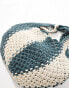 Pull&Bear crochet bucket bag in green and white stripe