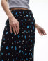 Topshop ditsy maxi bias skirt in blue floral print