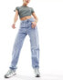 Vila high waisted wide leg jeans in light blue wash