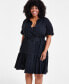 Trendy Plus Size Puff-Sleeve Tiered Mini Dress, Created for Macy's