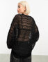 Weekday Silva sheer variegated bubble knitted sweater in black