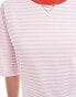 ASOS DESIGN stripe oversized t shirt with contrast ringer in pink