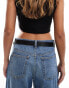 ASOS DESIGN angled buckle waist and hip jeans belt in black