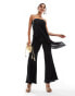 ASOS DESIGN plisse bandeau wide leg jumpsuit in black