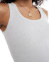 4th & Reckless premium knitted rib embroidered logo tank top in light grey