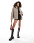 YAS fluffy short teddy jacket in beige - BEIGE