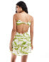 ASOS DESIGN frill detail cut out cami in dress in green zebra print