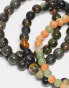 ASOS DESIGN 4 pack semi-precious and glass mixed beaded bracelet set in multi