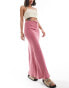 ASOS DESIGN linen look tie waist bias maxi skirt in rose