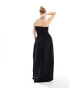 Esmee bandeau beach maxi dress with shirred waist in black