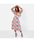 Plus Size Elena Tropical Print A-Line Midi Dress