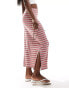 Pieces ribbed maxi skirt in stripe