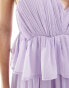 ASOS DESIGN plunge pleated tiered midi dress in dusky lilac