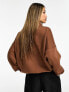 In The Style oversized half zip sweatshirt in chocolate