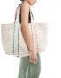 Accessorize canvas tote bag with contrast piping in off white