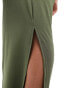 New Look slinky midi skirt in khaki