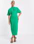 ASOS DESIGN angel sleeve keyhole front midi shift dress in pop green