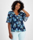 Women's Printed Elbow-Sleeve Necklace Top, Created for Macy's