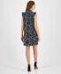 Women's Printed Tie-Neck A-Line Dress