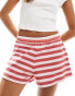 ASOS DESIGN striped boxer sweat short in red