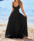 Women's Black Plunging Halterneck Cutout Maxi Beach Dress