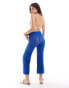 Stradivarius cropped crochet trouser in blue