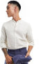 ASOS DESIGN smart linen shirt with mandarin collar in ecru