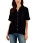 Petite Pintuck Short-Sleeve Button-Front Shirt, Created for Macy's