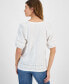 Women's Cotton Split-Neck Puff-Sleeve Top