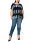 Plus Size Tie Dye Side Button Roll Sleeve Top