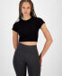 Women's Cropped Rib-Knit T-Shirt, Created for Macy's