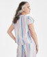 Women's Stripe Flutter-Sleeve Top, Created for Macy's