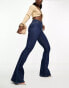 ASOS DESIGN Hourglass sculpting super stretch flare jeans in dark blue